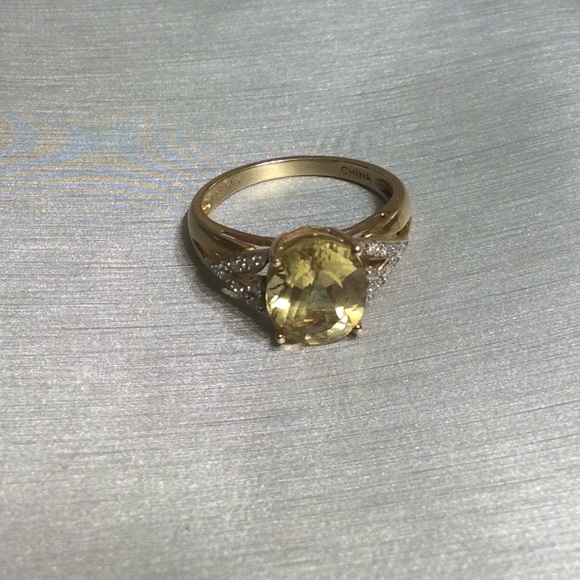 😍14 Kt Gold Limon Quartz & Diamond Ring😍 - Picture 4 of 8